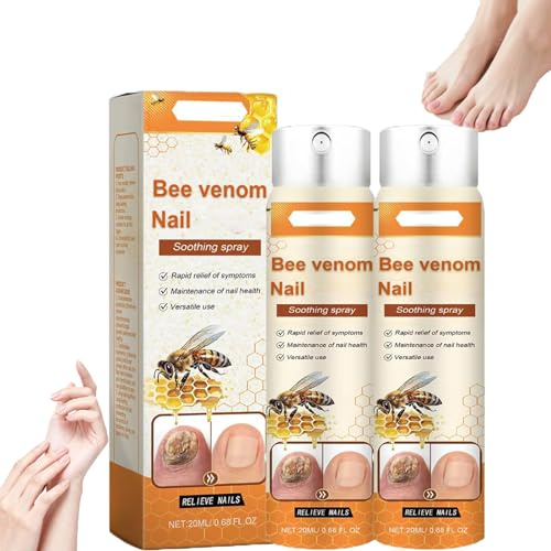 Bee Venom Nail Soothing Spray For Toenail,Toe Nail Care Treatment Spray,Bee Venom Nails Treatment Serum For Toenail,Gentle And Nourishing,Safely And Gently For All. (2pcs)