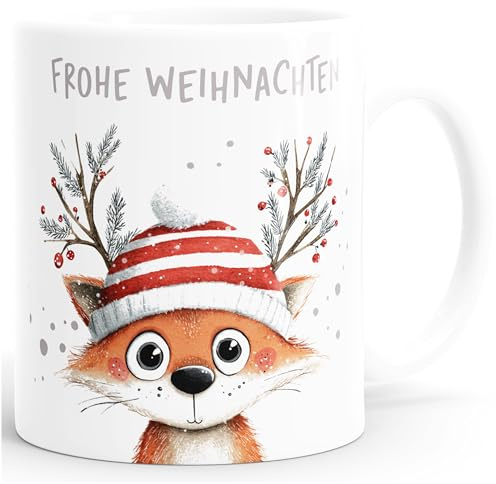 SpecialMe® Weihnachtstasse mit Fuchs, lustig gestaltet, perfekt für Winter- und Adventsgetränke, ideale Geschenkoption Weiss standard
