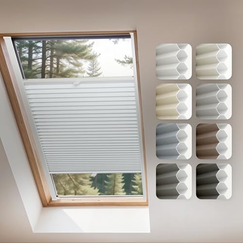 Concept Blinds Waben-Plissee für Dachfenster – Verdunkelnd & Wärmedämmend, Maßanfertigung, 7 Stofffarben, Höhenverstellbar, Einfache Bohrmontage – Premium Maßgefertigter Dachfenster-Rollo