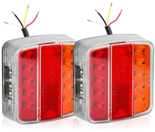 DARKGUARD 2PCS Rear LED Trailer Lights 12V/24V IP67 Waterproof Caravan Truck Trailer Tail Lights, Stop/Turn/Position/Number Plate/Reflector Functions, E-Mark Approved
