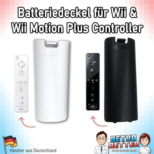 RetroRetter 1x Batteriedeckel - Weiß - für Wii Controller - Wiimote Batterie Fach Abdeckung Klappe