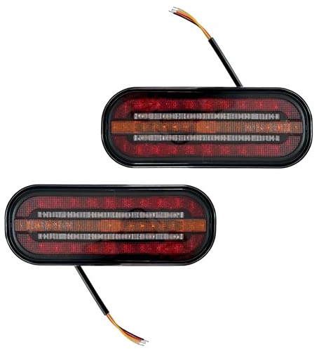 MelTruck 2x LED Rückleuchte 12V 24V 3-Funktionen Heckleuchte für Anhänger LKW Traktor Wohnmobil, Bremslicht Blinklicht Schlusslicht, E9 Zulassung, 1m Kabel