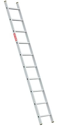 BAULICH - Scala In Alluminio - 1x10 - Professionale, per la Casa, il Giardino, I Lavori di Ristrutturazione, la Fattoria, Piedini Antiscivolo, Pioli Scanalati, 3,7kg, con Gancio