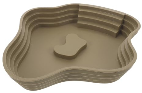 GARVALON Bol d'eau Profond pour Reptiles Grand Format, Bassin de Baignade Portable Rampe Antidérapante en Plastique, Bassine pour Tortues Terrestres, Lézards et Serpents, Facile à Nettoyer