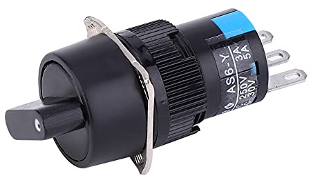 Ycauty Commutateur Rotatif Rond ASY-6, Bouton Polyvalent pour équipement électronique, Taille D'installation de 16mm, 2/3 Positions Disponibles, 5 Pièces (AB6-11X2)