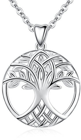 AEONSLOVE Collier Argent 925 Femme Pendentif Arbre de Vie Cadeau de Noel Anniversaire Mariage, Bijoux Personnalisés Chaîne 45,7cm