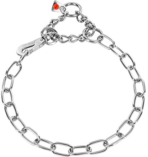 Sprenger Kettenhalsband für Hunde aus Edelstahl mit Haken und Zugbegrenzung I Hundehalsband m mit extra Langen Kettenglieder 3mm, fellschonend, 44 cm