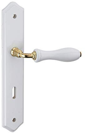THIRARD - Ensemble de poignées pour porte de chambre Themis trou de clé, carré 7mm, entr'axes 195mm, bois blanc