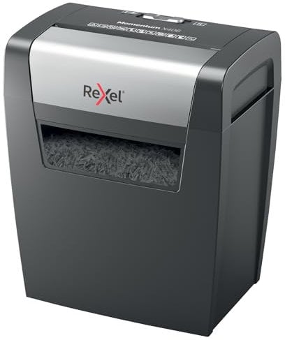 Rexel 2104569EU Momentum X406 - Destructeur de Documents Coupe Croisée Sécurité P4, Capacité 7-6 Feuilles (70-80 g/m²), Corbeille 15 litres Amovible