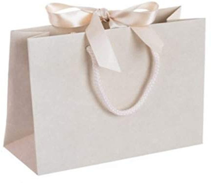 Luxury Boutique Gift Bag with Ribbon Tie & Rope Handles - Premium Recycled Paper - Perfect for Wedding Presents, Party Bags, Baby Shower (Vanilla Cream Large, 1 bag)