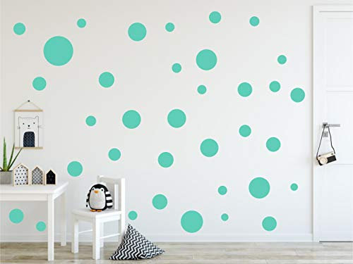 Timalo® XL Aufkleber Punkte Wandtattoo Kinderzimmer bunte große Kreise Pastell Uni Matt Wandsticker | 73081-mintgruen-40