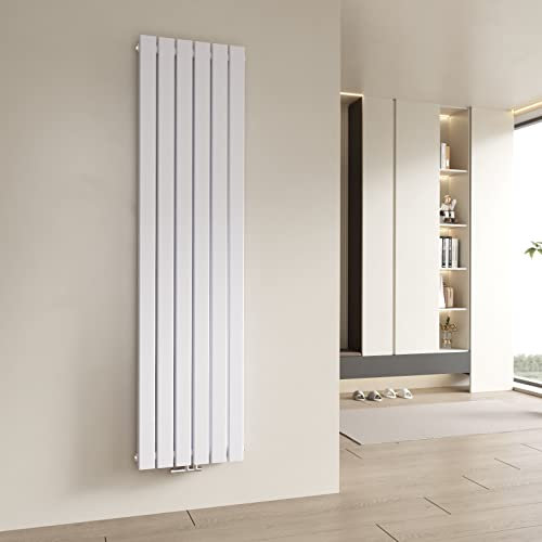 Heilmetz® Flach Heizkörper Vertikal Design Paneelheizkörper 1800x460mm Weiß Doppellagig Mittelanschluss Heizung