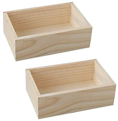 LONG TAO 2 Stück 19,1 cm × 12,7 cm × 6,1 cm Holz Sukkulenten Pflanzgefäß Box rechteckig Blumentopf