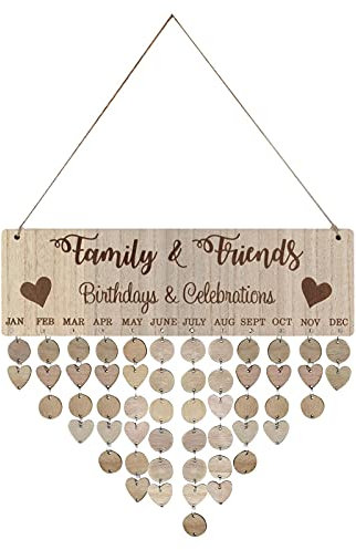 GEZICHTA Holz-Kalendertafel für Familie, Geburtstag, Geburtstag, Weihnachten, Muttertag (C)