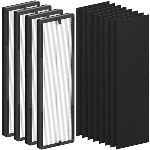 FCFMY Véritable filtre HEPA de rechange compatible avec Eureka NEA120 et Toshiba CAF-W36USW, lot de 2 HEPA (NEA-F1) + 6 pré-filtres à charbon (NEA-C1)