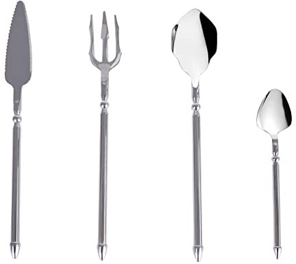 Maritimes Besteck Set mit Dreizack Gabel für eine Person | 4 teilig | Edelstahl