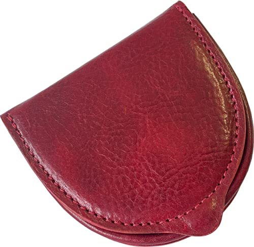 Etabeta Artigiano Toscano | Porte-monnaie homme à talon en cuir véritable, cuir tanné au végétal | Made in Italy, Rouge tamponné