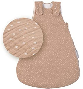 ULLENBOOM Schlafsack Baby 0-3 Monate, 56/62, OEKO-TEX Materialien, Musselin Sand (Made in EU), 2,5 TOG - Baby Schlafsack für Frühling, Herbst und Winter