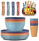 RHM 48Pcs Dinner Set for 4 - Camping Picnic Plates Bowls and Cutlery Set - Unbreakable Tableware - Microwave & Dishwasher Safe - Perfect for Camping, Picnic, RV, Dorm - Great for Kids, Elderly
