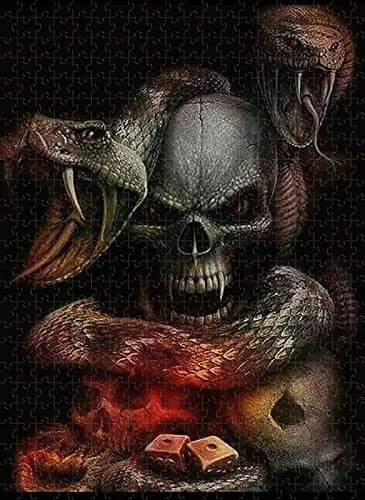 1000 Piece Jigsaw Wooden Skull And Snake Craft Gift Family Classic Jigsaw