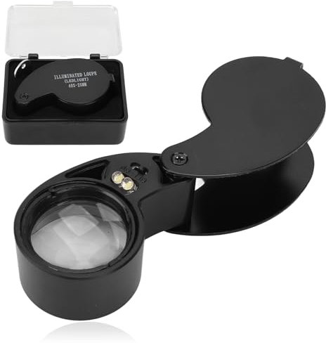 40X Lupe LED-Leuchten, Tragbare Handlupe FüR Juwelierlupe, Lupe mit Licht (Schwarz)