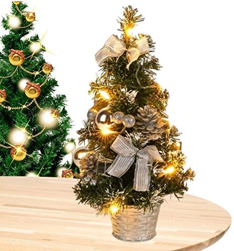 shangjia Pequeño Navidad - Árbol Navidad pequeño preiluminado con Luces | Árbol Navidad pequeño Artificial Mesa con Pilas para árbol DIY Navidad en Atura