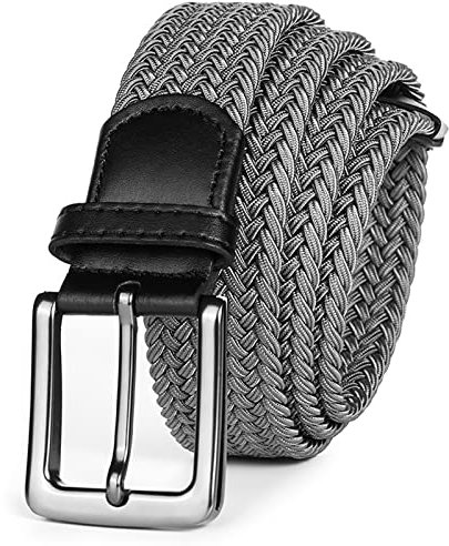 LOVMEAD Elastischer Gürtel Stretchgürtel Geflochten Herren Damen Wert Stück, Golf Stoffgürtel Flechtgürtel Dehnbarer (1 Stück -Grau, 105cm/34’’-38’’ für Taillengröße)
