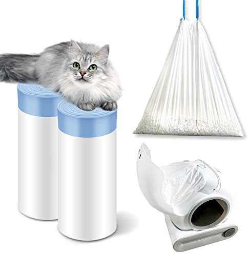 Selbstreinigende Katzentoilette Müllbeutel, 5 Rollen/75 Stück Katzentoiletten-Einlagen, Langlebige Katzentoilettenbeutel, Strapazierfähige Katzenstreutasche mit Kordelzug für Katzenklo, 45 * 50cm