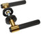 HANDLESTORE Designer Knurled Door Handles Loop Lever on Rose - 4 Finishes (Matt Black/Satin Brass)