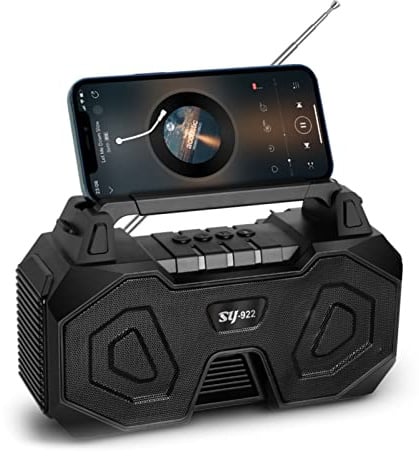 Solar-Bluetooth-Lautsprecher, Tragbarer Wiederaufladbarer Drahtloser 8-W-Lautsprecher, Mehr 5 Stunden Spielzeit, Unterstützung für FM, TF-Karte, Telefonhalter,