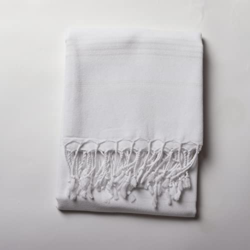 Püskül - 1 STK Strandtuch aus 100% Türkischer Baumwolle - Dünnes, Leichtes Strandtücher für Damen und Herren - Großes Strandlaken 100x180 cm (Weiss, 1)