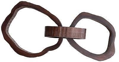 Creative Co-Op 22 Inches Oversized Acacia Wood 3 Links, Walnut Finish Decorative Chain, Natural