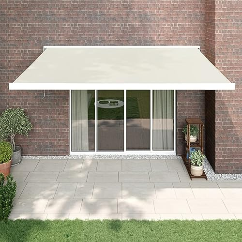 Festnight Toldo Eléctrico Retráctil, Toldo Retráctil de Pared, Toldo para Patio Balcón Terraza y Jardín con Brazo Articulado de Aluminio, Color Crema 4x3 m Type 1
