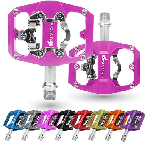 IMPALAPRO - Pédales de Vélo à Double Fonction, Pedales Plates VTT et Pedale VTT Automatique Compatibles avec Le Pedale VTT Shimano SPD - Pedales MTB avec Cales SPD 9/16'' (Rose)