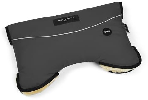 Kinderwagen-Muff aus Lammfell von WERNER CHRIST BABY - MOFFY LUXE ist der ideale Handwärmer für Buggys aus medizinischem Fell, einfache Handhabung, Handmuff in Stone (grau)