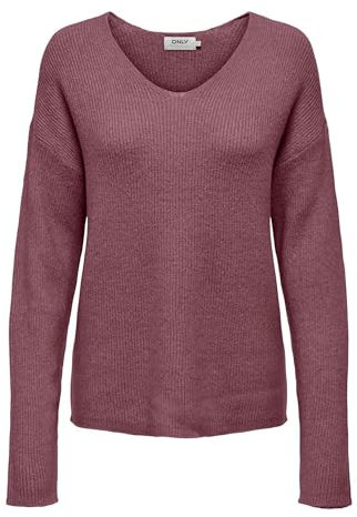 ONLY Damen ONLCAMILLA V-Neck L/S Strickpullover KNT 15204588, Crushed Berry/Detail:Melange,XS