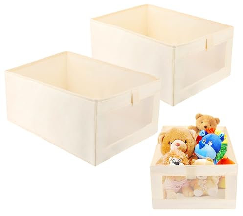 2 organizadores de armario, caja de almacenaje plegable con ventana transparente para ropa, libros, cosméticos, juguetes