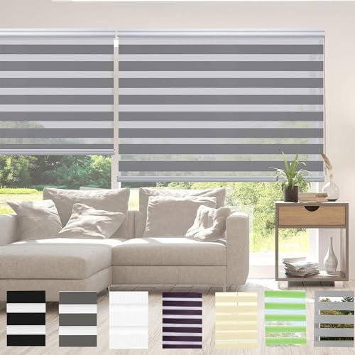 Klemmfix Verdunkelungsrollo 30 x 150 cm innen lichtdurchlässig & verdunkelnd, Verdunklungsstoff Rollo Hitzeschutzrollo inkl. Montagematerial, für Fenster, Hellgrau