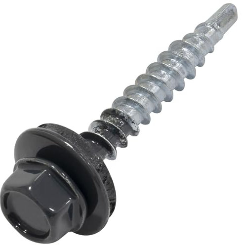 AERZETIX - C73120 - Set di 60 viti autoperforante metallo-legno Ø4.8x35mm + rondella di tenuta EPDM - RAL 7016 - DIN 7504K - impronta testa 8mm esagonale - in acciaio al carbonio