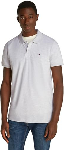 Tommy Jeans Polo Manches Courtes Homme Slim Fit, Gris (Silver Grey Htr), XXL