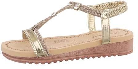 Ital Design Damenschuhe Sandalen & Sandaletten Keilsandaletten, 1464-, Kunstleder, Gold, Gr. 39