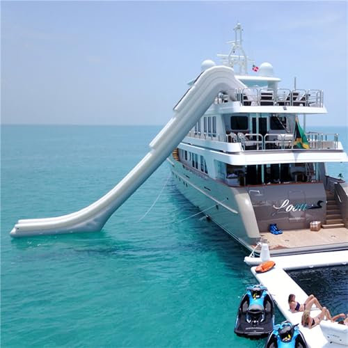 Gueploer Mobile Yacht Slide Sea Inflatable Bar Tent Water Floating Pad Water PVC Clip Mesh for Sea Play Parks with Electric Air Pump,10Ft/3M