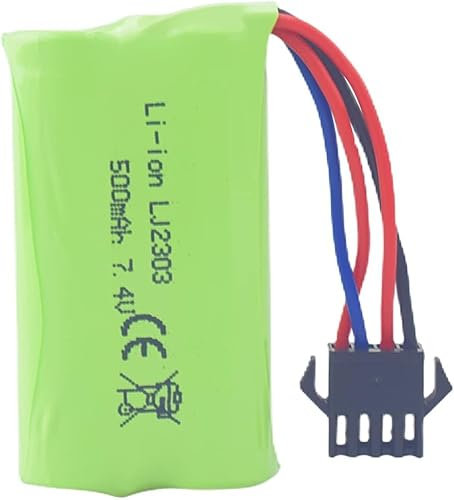 YUNIQUE GREEN-CLEAN-POWER - Lithium Battery 7.4 V 500 mAh High Speed - Compatible with EC16 DE85 for Remote Control Boat, Ship Model and Car - 1 Piece
