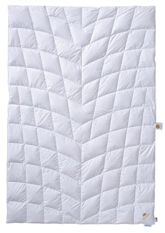 SCHLAFKÖNIG Sommer Daunendecke 155 x 220 extra leicht - kuschelige Sommerbettdecke, gefüllt mit 1A Neue 100% Daunen Klasse 1 für Allergiker geeignet, für erholsamen Schlaf
