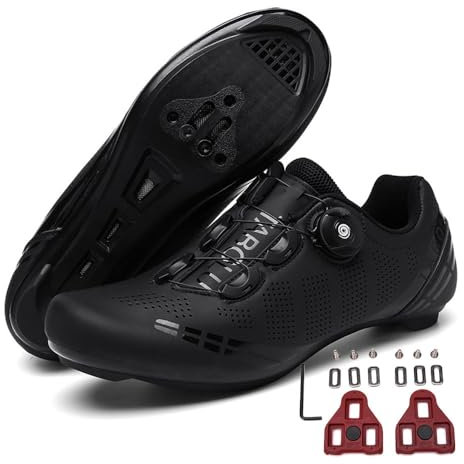Treer Fahrradschuhe Damen Herren Rennradschuhe mit Cleats, Unisex SPD Schuhe Rennrad Schuhe Mountain Road Bikes Schuh Kompatibel Outdoor Radschuhe Fahrrad Indoor Spin - 36 EU