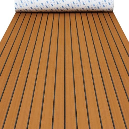 Boat Flooring EVA Foam Boat Decking Faux Teak Marine Flooring Boat Sea Deck Flooring for Yacht, Motorboat, RV, Kayak and Swimming Pool (Brown, 94 * 35)