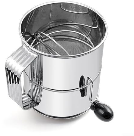 YUANGANG Essential Kitchen Tool Stainless Steel Flour Sifter With Rotating Hand Crank Baking Sieve Cup For Icing Sugar Cake Flour