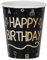 Folat Vaisselle Anniversaire Party Noir Or Argent Gobelets-Shining Glam-250 ml-8 pièces, 25045