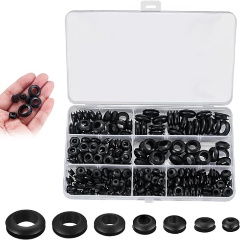 260 Pcs Rubber Grommets Assortment Kit - Durable Rubber Grommet Set for Automotive, Plumbing, Machinery Maintenance, Electrical Wire Gasket, Firewall Hole Plug, Organized Storage Box