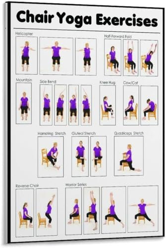 MYLHMPPJH Poster mit Stuhl-Yoga-Übungen, Wandposter, Hotelkunst, Dekoration, Gemälde, Wohnzimmer-Dekoration, Schlafzimmer, Gemälde, Badezimmer, Bartheke, 60 x 90 cm